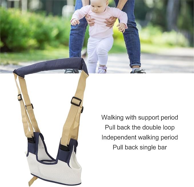 Baby Walking Harness, Adjustable Multi Functional Standing Up Belt, Detachable 3D Breathable Baby Walking Helper, Handheld Safety Harness Assistant Belt for Toddlers Infants Child(Lake Blue)