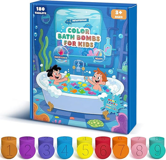 Bath Bombs for Kids, Boys Girls Mothers Day Gifts for Kids, 180 Mini Color Tablets in 9 Bright Colors for Creative Bathtub Art Bath Toys Fun Colorful Bath Scientific Experiment for Boys Girls 3-12