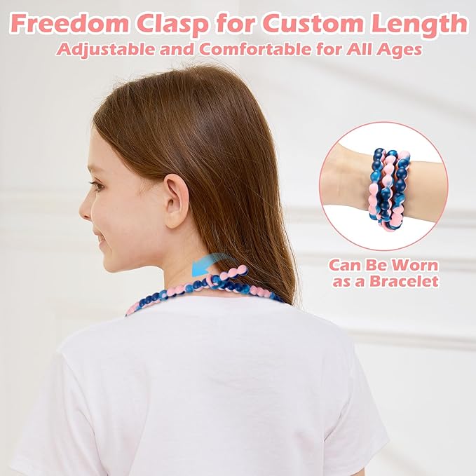Chew Necklaces for Sensory Kids and Adults, Chewy Necklace Sensory Toys for Nail Biting, Silicone Necklace for Autism, ADHD, SPD, Fidget Oral Chew Toys for Boys and Girls Kids