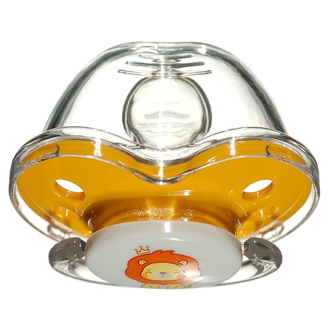 Playtex Baby Binky Orthodontic Pacifier with Snap-On Cover, Air Comfort Shield, Medical Grade Silicone, Up to 6 Months, Orange & Green (2 Count)