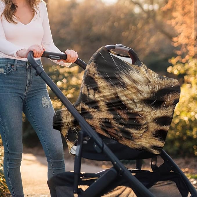 Forchrinse Leopard Print Nursing Cover Breastfeeding Scarf Babies Soft Car Seat Cover for Boys and Girls Infant Carseat Canopy Multi-Use Git