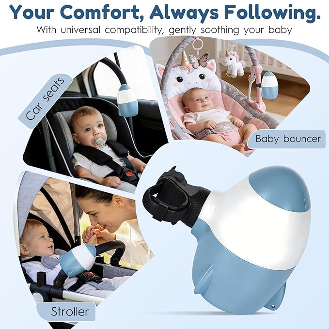 Rechargeable Baby Stroller Rocker, Universal Stroller Accessories with 5 Vibration Levels and Gentle Quiet Operation for Sleep Aid & Soothing, Featuring Adorable Rocket Design - Compact and Portable