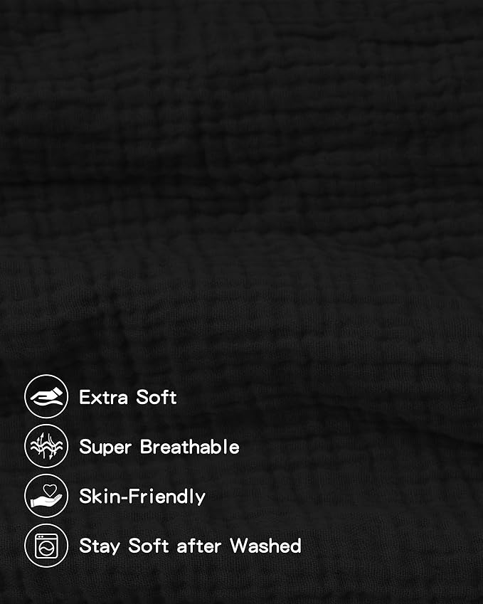 Pro Goleem Muslin Pack n Play Sheets for Boys and Girls, Soft Breathable Cotton Fitted Mini Crib Sheets, Neutral Baby Sheets for Playard Mattress, 1 Pack (Black)