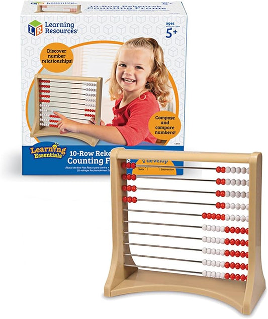 Learning Resources 10-Row Rekenrek Counting Frame, Abacus for Kids, Counting Toy for Kids, Math, Homeschool, Ages 5+