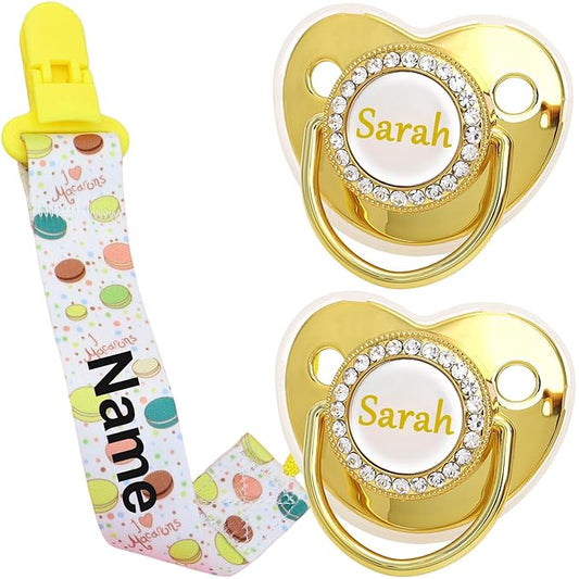 Personalized Handmade Pacifier Set with Name, Custom Handmade Breathable Pacifiers (Burger)