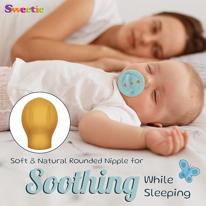 SWEETIE Rubber Pacifier Natural Rubber Pacifier Rounded (Turquoise, 0-6 Month)