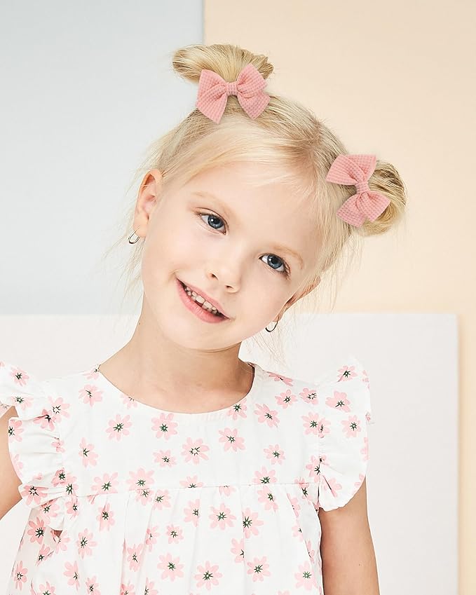 Jollybows 20pcs Baby Hair Clips Girls Bows 2" Mini Alligator Clip Toddler Pigtail Bow for Fine Hair-Pink White Yellow Gray Pulple