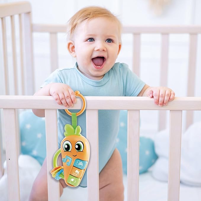 Lisciani Carotina Baby Rattle Carrot Musical Toy for Babies from 3 Months with Light and Sound Teething Rings Promotes Sensory Perception Electronic Rattle Baby Learning Toy
