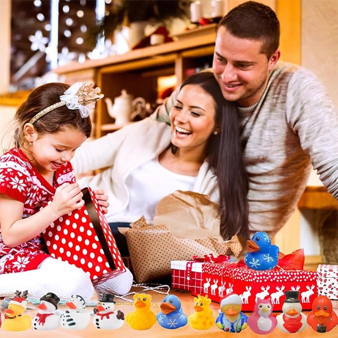 12pcs Assorted Rubber Duck Christmas Duck Toys,Small Rubber Ducks in Bulk Baby Shower Bath Toy for Kids Toddler Birthday Halloween Party Favors Stocking Stuffers Classroom Incentives