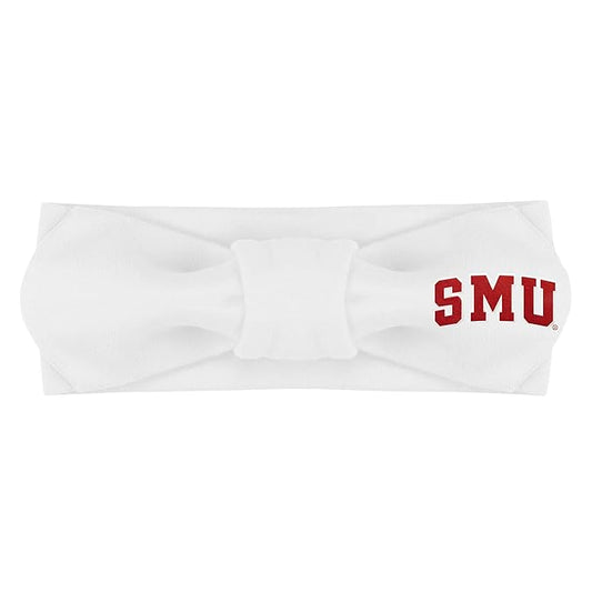 Creative Knitwear SMU Mustangs Infant Girls White Solid Hair Knot Headband Embroidered Logo - Size Newborn - 4T