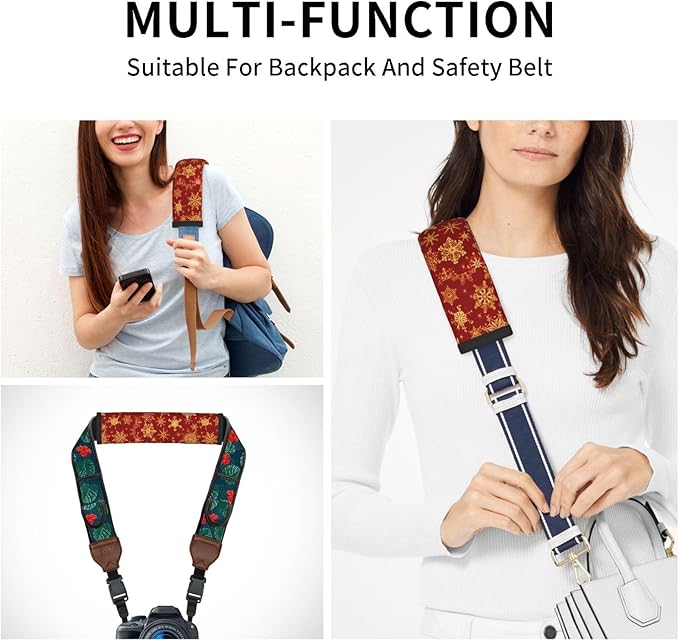Auto Seat Belt Pads Christmas Golden Snowflake Sweat Absorption Shoulder Strap Cover, Pack of 2, for Womens Mens Adults