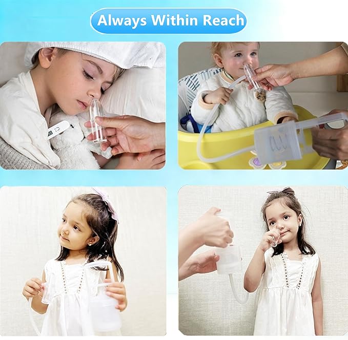 Nasal Aspirator for Baby, Baby Nose Sucker, Manual Nasal Aspirator Set Includes Hand Pump Snot Sucker+2 Replaceable Infant Tips+Cleaning Brush+ Travel Case(Translucent, Max)