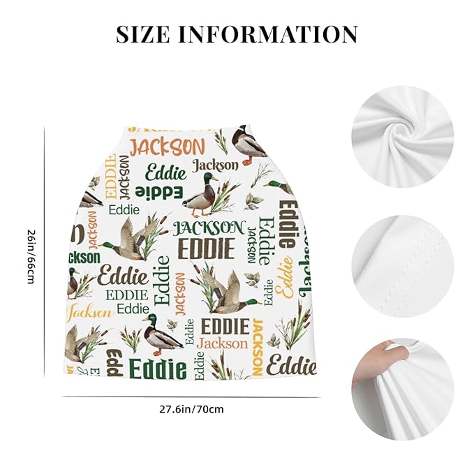 Personalized Baby Car Seat Cover for Boys Girls, Custom Wild Ducks Nursing Covers for Breastfeeding with Name, Infant Stroller Cover, Baby Carseat Canopy for Newborn, Multiuse Car Seat Canopies