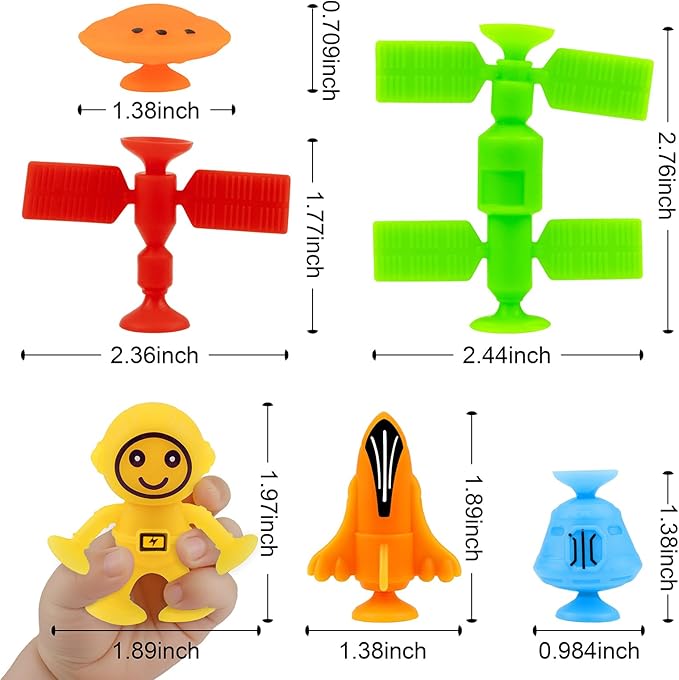 Suction Bath Toys, Bathtub Toys, Sensory Toy, Interesting Space Set with Alien and Space Station, for 3 and up