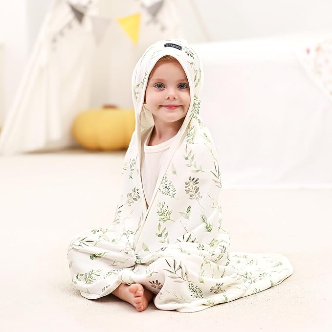 GRSSDER Baby Hooded Towel 2 Pack for Newborn, Super Soft Bath Towels with Original Designs, Ultra Absorbent Knit Terry, Large Toddler Towels with Hood for Boys Girls, Shower Gifts for Infant,34"x 34"