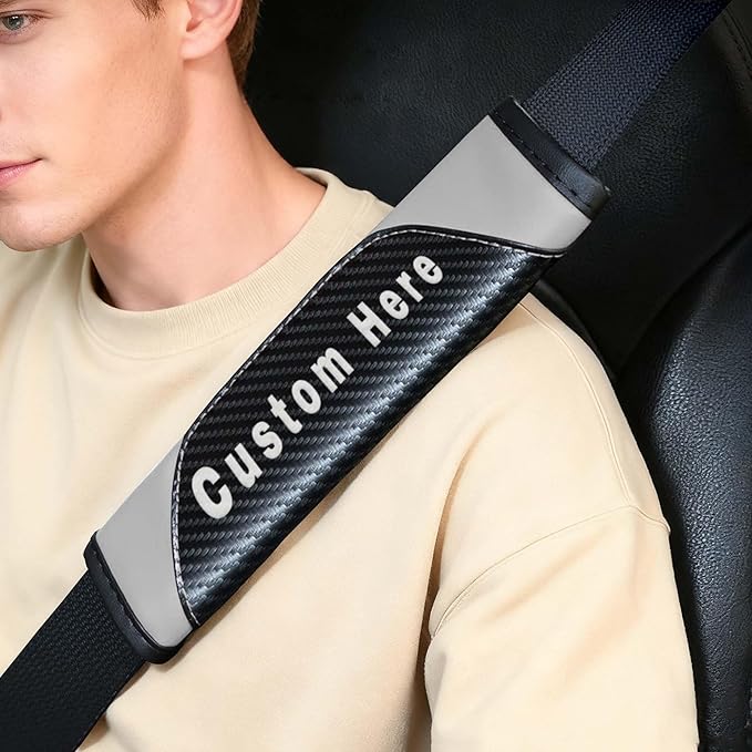 Custom Seat Belt Cover Pad - Personalized Carbon Fiber Seatbelt Shoulder Cushion, Auto Accessories for Cars Trucks SUVs
