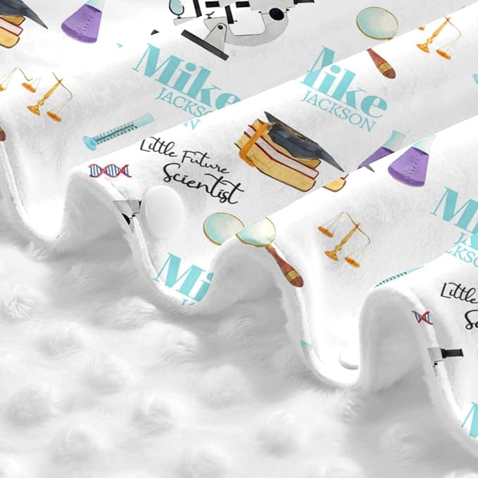 Personalized Baby Car Seat Canopy for Babies, Custom Name Baby Car Seats Covers for Boys Girls, Opening Minky Nursing Breastfeeding Cover for Infant Newborn, Carseat Canopies (Future Scientists)
