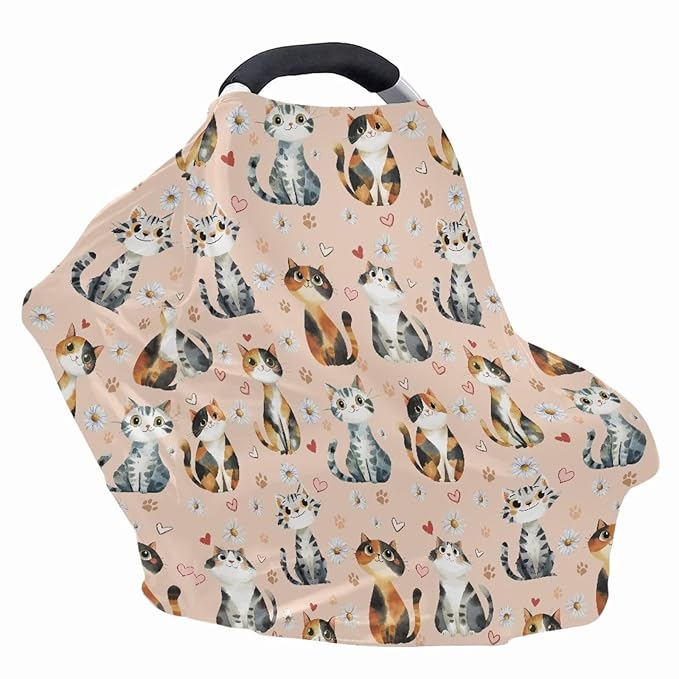 AFPANQZ Cats Floral Breastfeeding Nursing Cover Carseat Canopy for Babies Infant Newborn Stroller Cover Breastfeeding Scarf Baby Shower s for Boys and Girls
