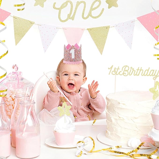 Boy Girl Birthday Crown, Prince Princess Birthday Hat Headband Tiara Crown Cake Photo Prop Party Decorations