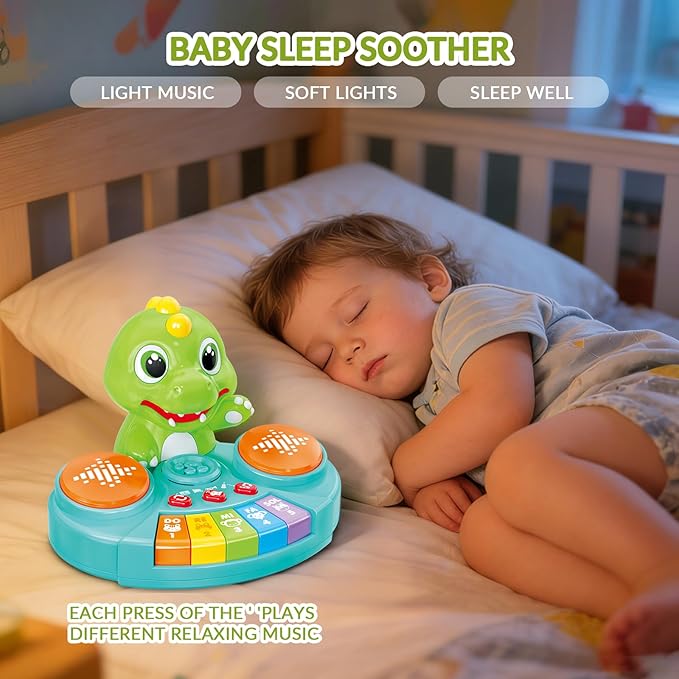 Dinosaur Baby Piano Toy with Animal Sounds, Light Up Educational Keyboard, Interactive Musical Toys for Babies 6-12 Months and Toddlers