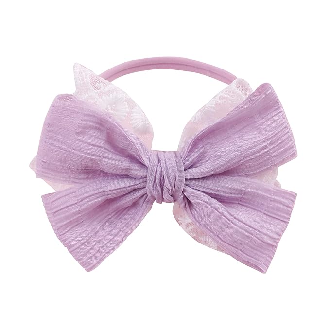 Baby Girl Flower Headbands and Bows, Stretchy Soft Nylon Floral Crown, 3pcs Handmade Hair Accessories for Newborn Infant Toddler