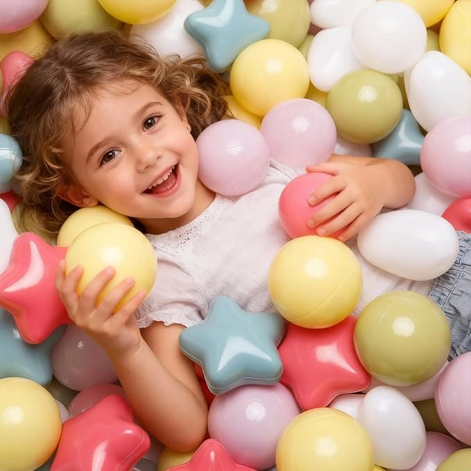 GOGOSO Ball Pit Balls,Plastics Balls for Ball Pit, Stars Hearts Shape for PastelBall for Toddlers Kids