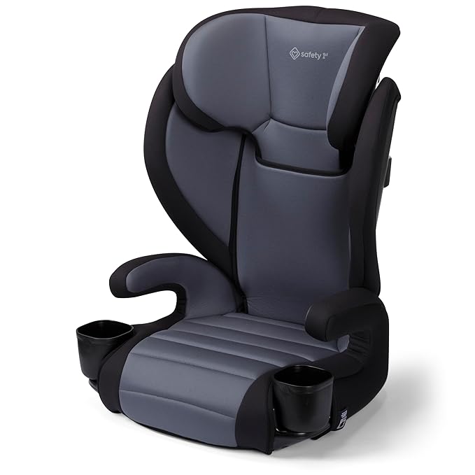 Safety 1st Grow and Go 2-in-1 Booster Car Seat with ComfortWings, Converts High-Back to Backless, 19" Wide, Fits 3 Across, Lightweight, Foldable, Easy-Clean, Cup Holders, 40-100 lbs, Black Sand