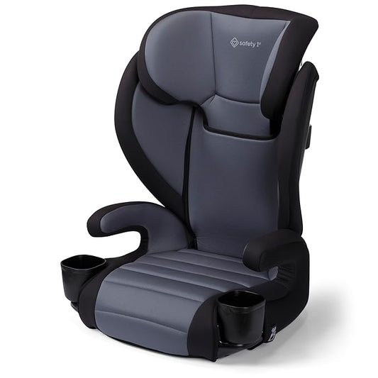 Safety 1st Grow and Go 2-in-1 Booster Car Seat with ComfortWings, Converts High-Back to Backless, 19" Wide, Fits 3 Across, Lightweight, Foldable, Easy-Clean, Cup Holders, 40-100 lbs, Black Sand