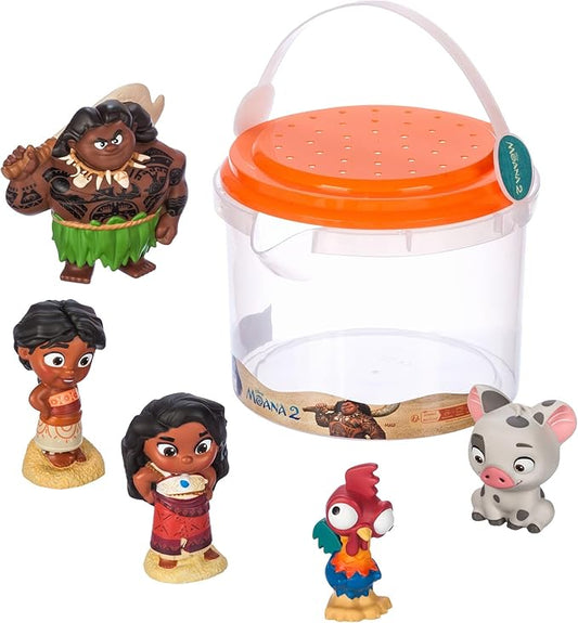 Disney Store Official Moana 2 Bath Toys Set - Includes 5 Detailed Toys with a Straining Storage Bucket - Bath Time Fun & Water Play Set for Kids