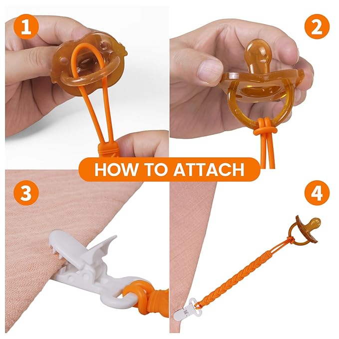 4 Pcs Yellow Baby Silicone Teething Pacifier Clip,One-piece Design,Woven Shape,BPA Free.