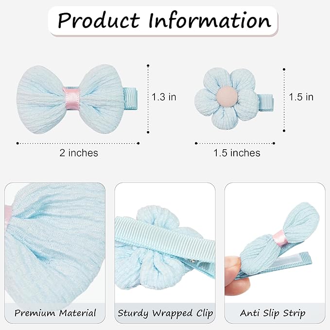 24Pcs Toddle Flower Hair Clips for Girls Baby Hair Clips Cute Floral Infant Candy Bow Non Slip Little Girls Hair Accessories for Thick Hair