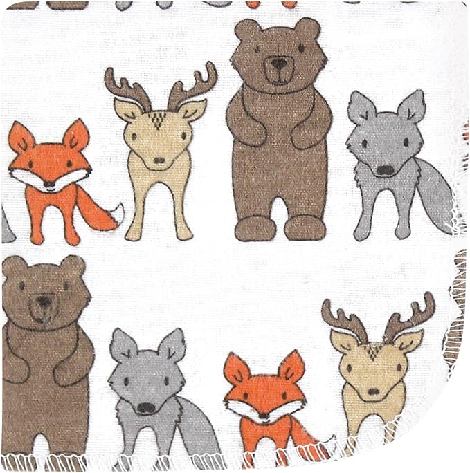 Hudson Baby Unisex Baby Flannel Cotton Washcloths 10-Pack, Wild Forest, One Size