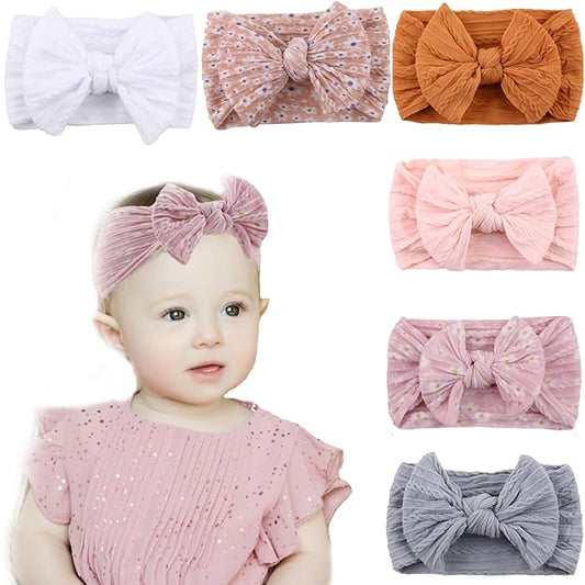 KIDOCHEESE Baby Girls Headbands with Bows Elastics Nylon Hair Bows Hairbands Hair Accessories for Newborn Infant Toddlers Kids