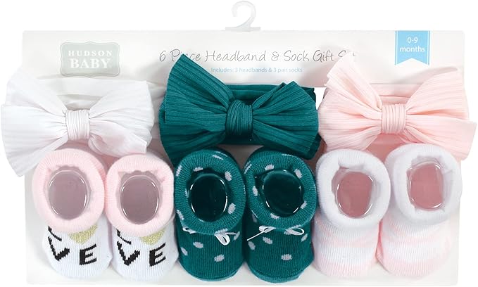 Hudson Baby Girl's Headband and Socks Giftset