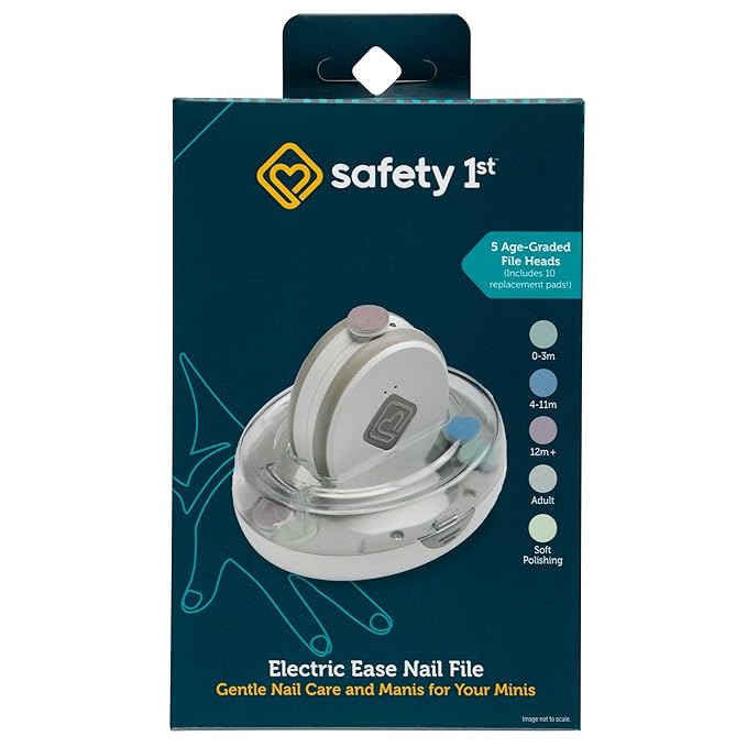Safety 1st Electric Ease Nail File, Gentle and Easy to use, with Built in Light, Grey