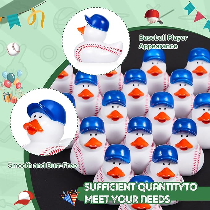 Deekin Rubber Ducks 2 Inch Bulk Sport Party Favors for Team Events Decorations Birthday Party Supplies Club Player Gift(50 Pcs,Baseball Blue)