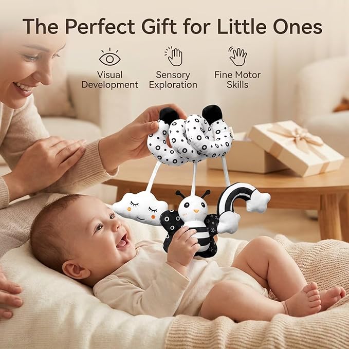 Multi-Use Baby Spiral Activity Toy – Spiral carseat Toy for Car Seat, Stroller,Play Gym, Keeps Baby Quiet, Easy Travel Solution