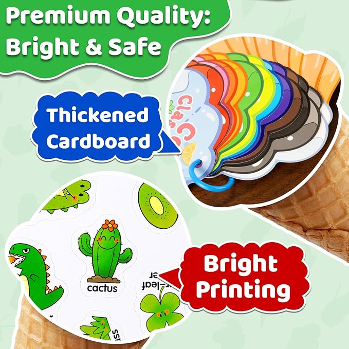 QEF Montessori Busy Book, Color Sorting Toys for Toddlers 2-4, 12 Color Themes Educational Preschool Learning Activities Toys Book with 48 Cartoon Sticker, Sensory Matching Games for Kids