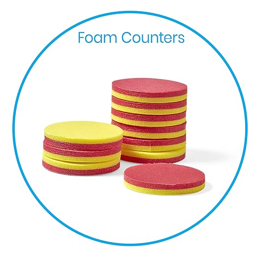 hand2mind-42836 Geared Clocks Classroom Kit (Set of 24) & 343B Foam Two-Color Counters (Pack of 200)