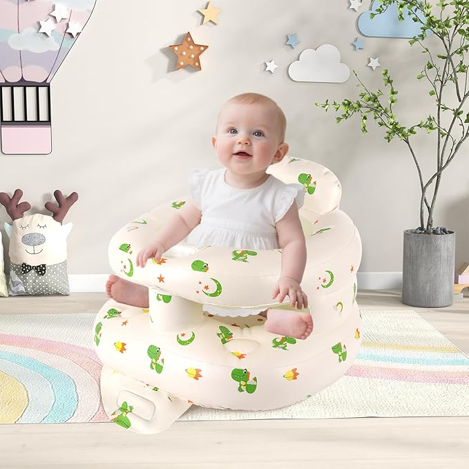 TDTOK Inflatable Baby Seat, Sit Me Floor Seat for Babies 3 Months Up, Inflatable Baby Chair with Fence & Built-in Air Pump for Home, Travel