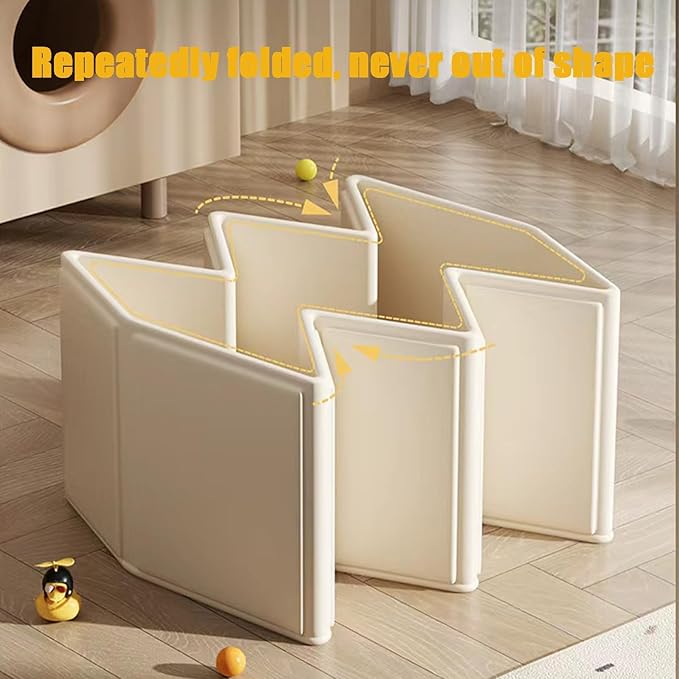PandaEar Foldable Baby Bathtub, Large Collapsible Kids Bath Tub for Toddlers & Infants, Space-Saving Portable Bath Bucket with Drain Plug, Non-Slip Design for Home Use -Cream