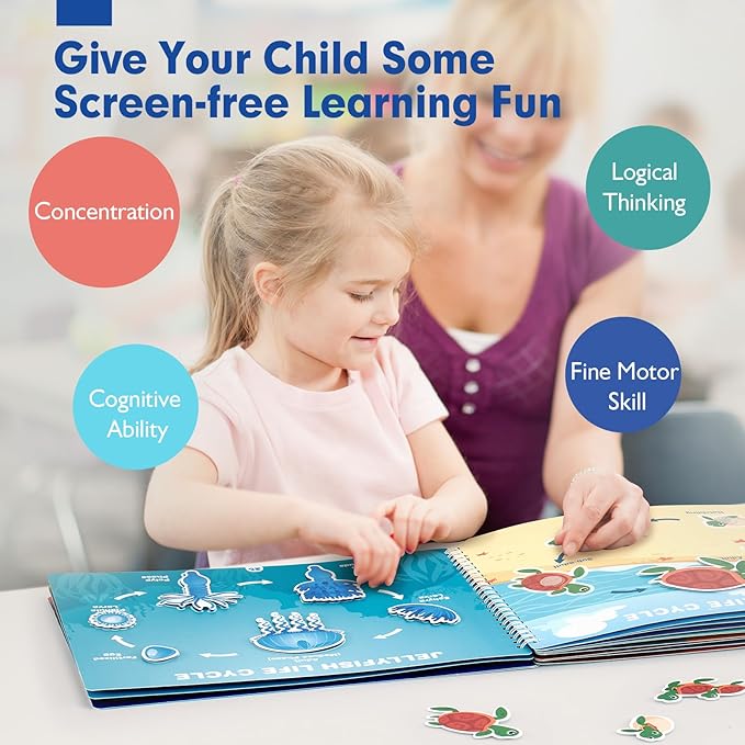 hahaland Busy Book for Toddlers 3-5 - Preschool Learning Activities Toys for Toddlers 3 Year Old - Montessori Toys for 3 Year Old - 27 Pages 15 Educational Concepts