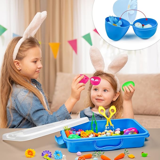 Cinrobiye 283 Pcs Spring Sensory Bin Fillers Insect Fine Motor Activity Set Mini Garden Sensory Bin Kit with Flowers Ladybugs Tools Storage Box for Sorting Counting Classroom Learning Activities