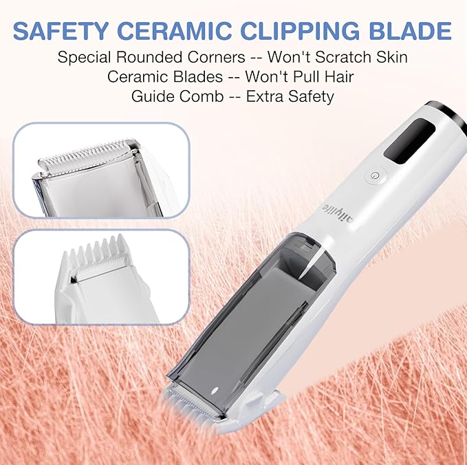 DAILYLIFE Baby Hair Clippers, Quiet Calming Clippers for Autistic Children, Vacuum Baby Hair Cutting Kit, Cordless Rechargeable Waterproof Kids Hair Trimmer with 2 Guide Combs