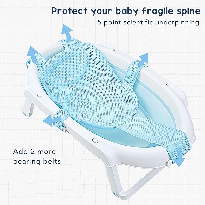 Universal Baby Bath Seat Support Slip Proof Detachable Net Bathtub Sling Shower Mesh for Newborns and Infants - Sturdy and Practical Bath Tub Insert for Easy and Bathing