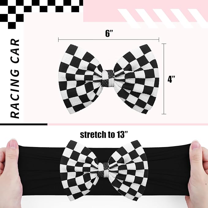 YanJie 2PCS 6’’ Light Pink Bows for Baby Girls Checkered Headband Black Bow Infants Toddler Hair Accessories Newborn Headbands Hair Bow Baby Clothes