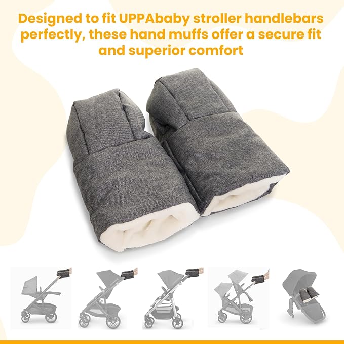 Winter Stroller Hand Muff Gloves, 2-Piece Set, Compatible with UPPAbaby Vista, Cruz, RumbleSeat, Ridge & Minu (V2 & V3), Waterproof, Ultra-Plush, Universal Fit