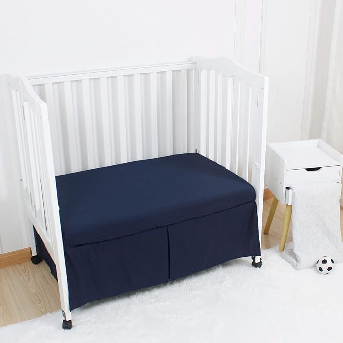 CaSaJa Microfiber 3 Pack Porta Mini Crib Sheets, Pack N Play Sheets with Comfy Napping Surface for Baby, Silky Soft Breathable Safe Playard Playpen Sheets Set, 24"x38"x5", Navy Gray and Navy