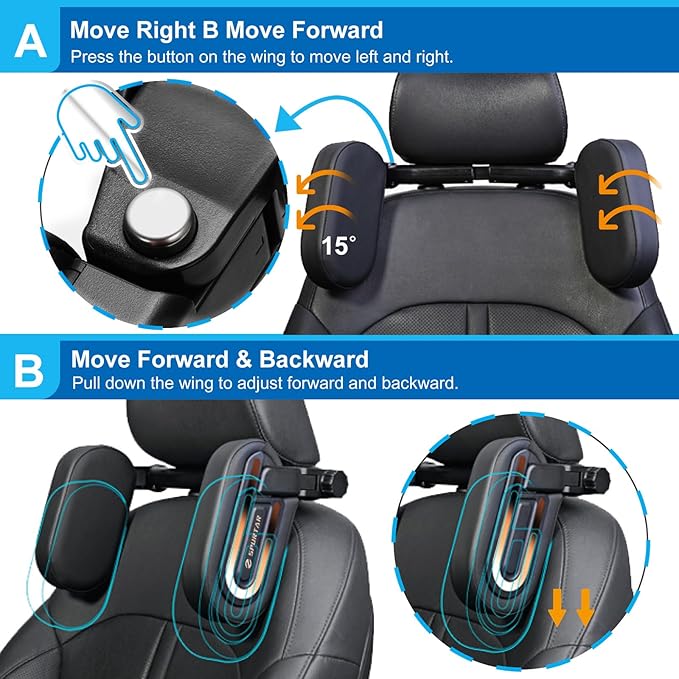 Spurtar Updated Version Car Headrest Pillow for Kids Head Support, Adjustable Interior Must Haves for Toddler Travel, Memory Foam Neck Pillow Road Trip Essentials