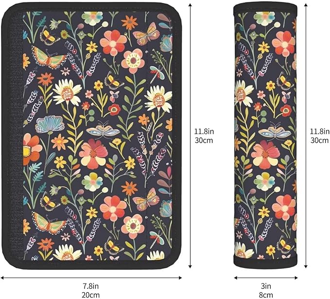 2 Pack Car Seat Belt Pads Cover Cushion for A More Comfortable Driving Herbs Floral Seat Belt Shoulder Strap Covers Hippie Butterflies Harness Pad for Car Interior Accessories